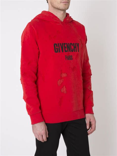 givenchy hoodie black and red|givenchy destroyed hoodie.